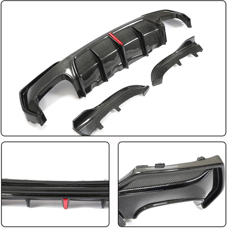 G22 Carbon Fiber Rear Diffuser Compatible with BMW 4 Series G22 G23 430i M440i 2021-2026 Lower Bumper Lip Spoiler Body Kit(wi