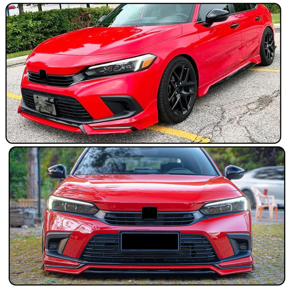 ABS Front Lip Spoiler for Honda Civic Sedan &Hatchback 2022-2024 Rallye Red | Lower Chin Bumper Spoiler Splitter Protection A