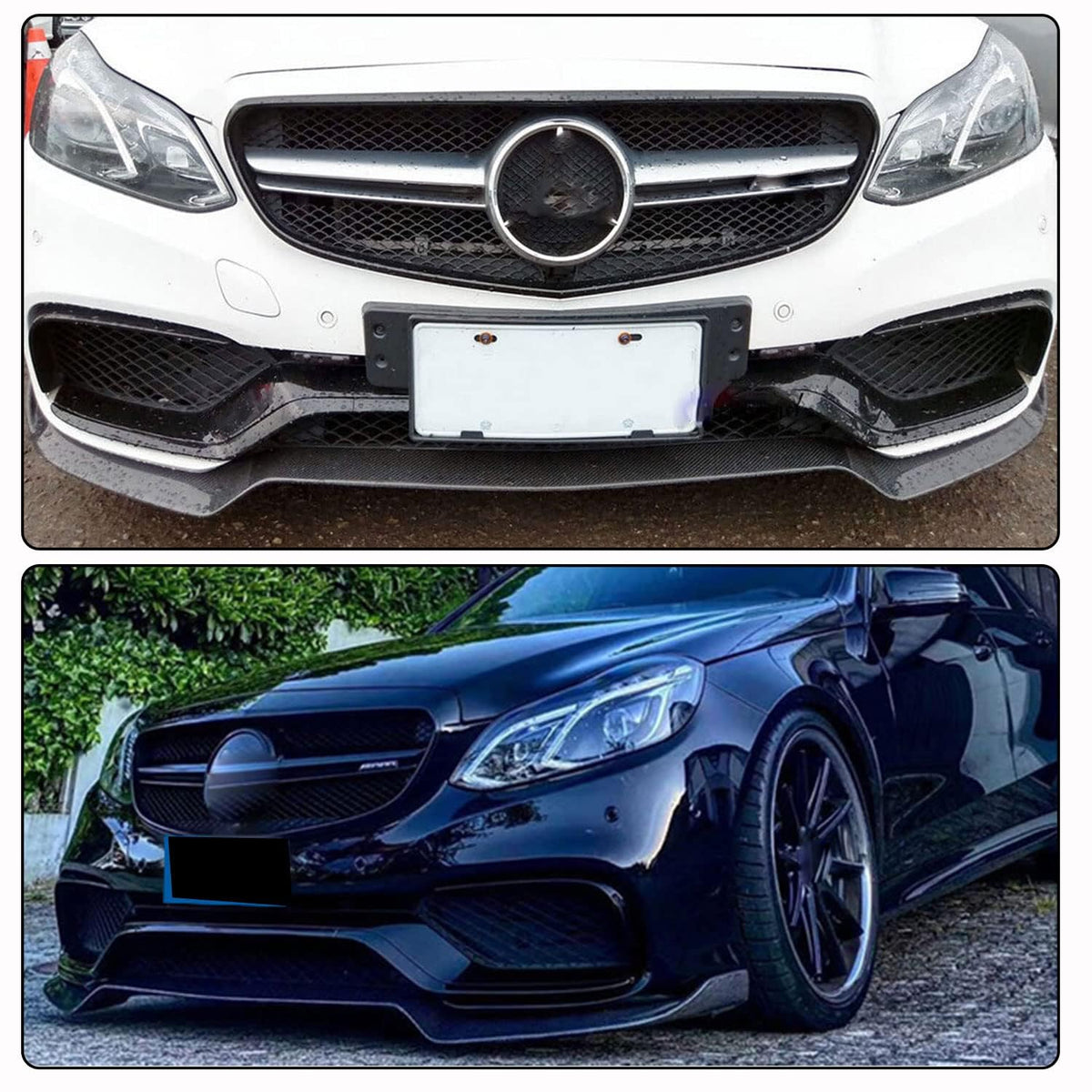 Carbon Fiber Front Bumper Lip Compatible witth Mercedes Benz E Class W212 S212 E63 E63S AMG Sedan 4-Door 2013-2016 Front Chin