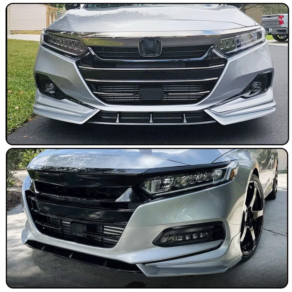 Front Bumper Lip Splitter for Honda Accord 2021-2022 Silver | Front Lip Splitter Air Dam Bumper Protection Spoiler Splitter 3