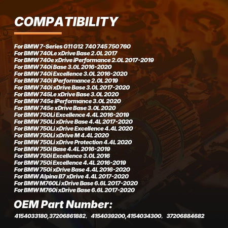MCACAR KIT Air Suspension Compressor Pump with Valve Block Compatible with BMW 7 Series G11 G12 740i 750i 760i 2016-2019 3720