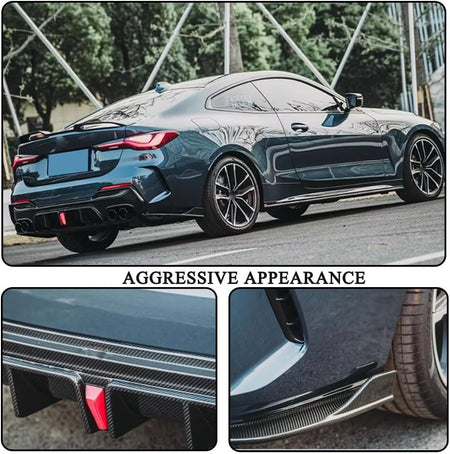 G22 Carbon Fiber Rear Diffuser Compatible with BMW 4 Series G22 G23 430i M440i 2021-2026 Lower Bumper Lip Spoiler Body Kit(wi