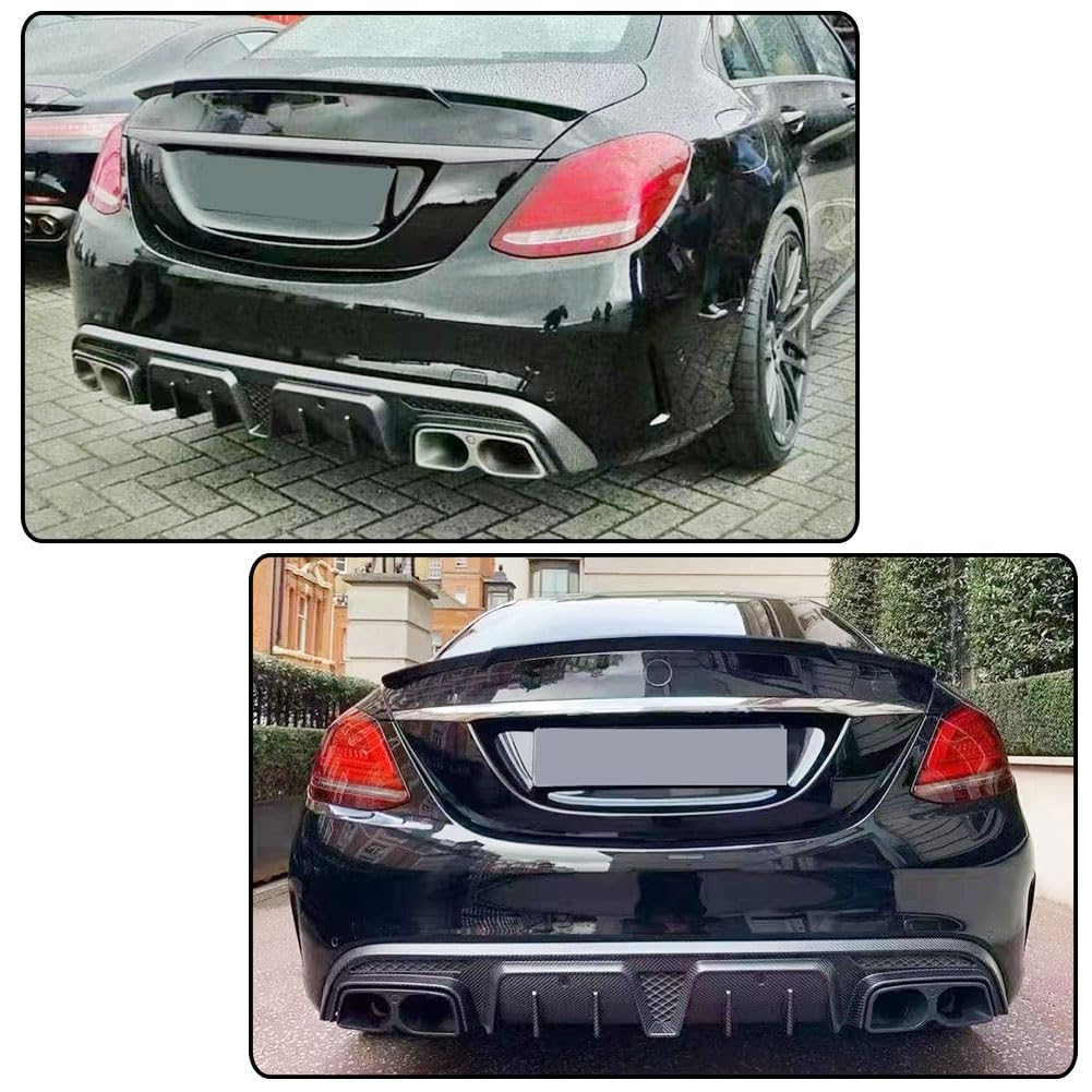 Carbon Fiber Rear Diffuser Compatible with Mercedes Benz C Class W205 C300 C350 C400 C63 AMG Sedan 2015-2021 Under Bumper Chi