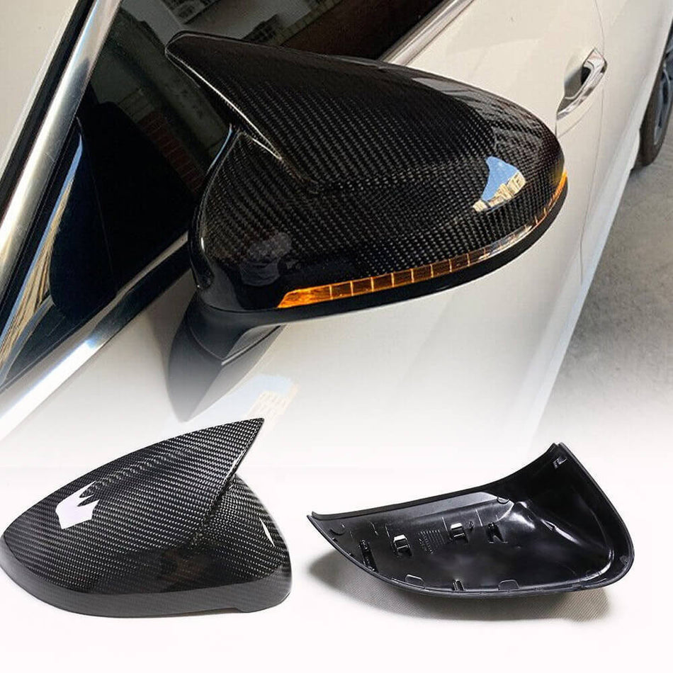 For Audi A4 B9 RS4 S4 Sedan 4-Door 17-22 Carbon Fiber Replacement Side Mirror Cover Cap Pair