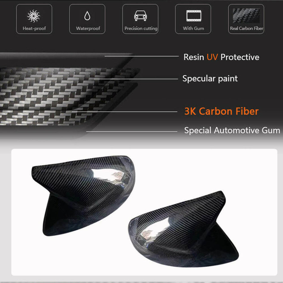 For Audi A6/S6/RS6/A7/S7/RS7/A8/S8 4-Door 19-23 Carbon Fiber Replacement Side Mirror Cover Caps Pair