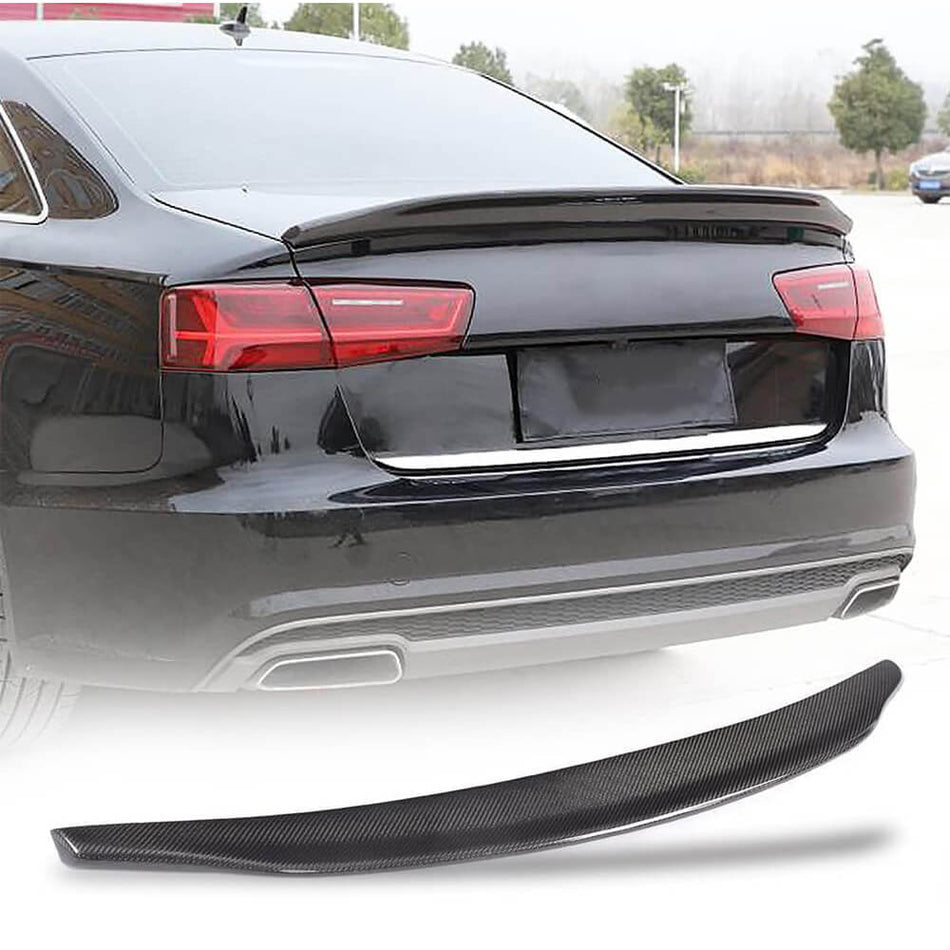 For Audi A6 Sline S6 C7 C7.5 Sedan Carbon Fiber Rear Trunk Spoiler Boot Wing Lip
