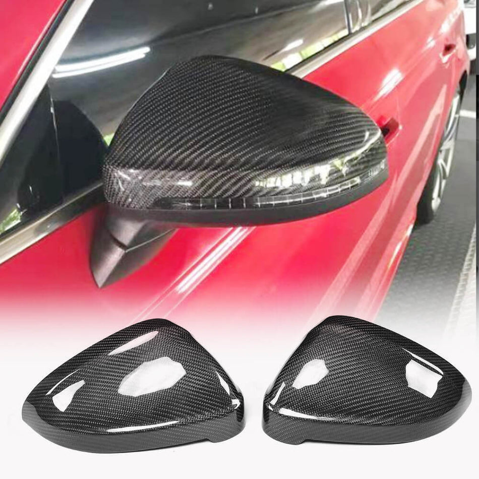 For Audi B9 A4 S4 2016-2023 A5 S5 RS5 2017-2023 Replacment Carbon Fiber Side Mirror Cover Caps Pair (With Side Lane Assist)