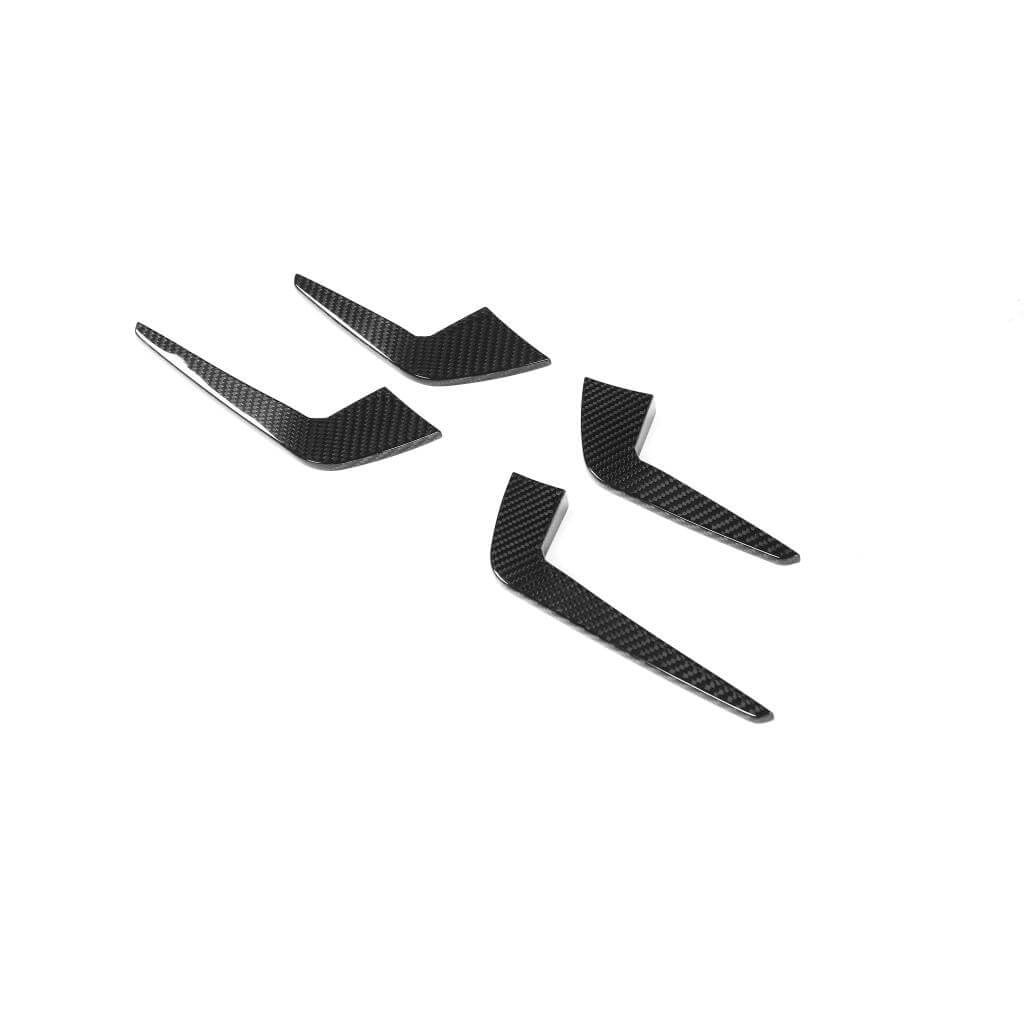 Audi RS4 Sedan 2021-2024 Front Bumper Splitters Dry Carbon Fiber - www.ahacarbon.com