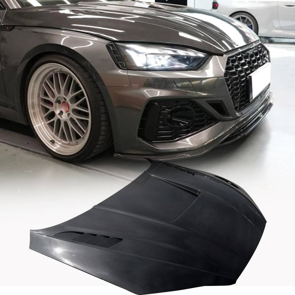 Audi RS5 2020-2024 Dry Carbon Fiber Engine Bonnet Hood Cover - www.ahacarbon.com