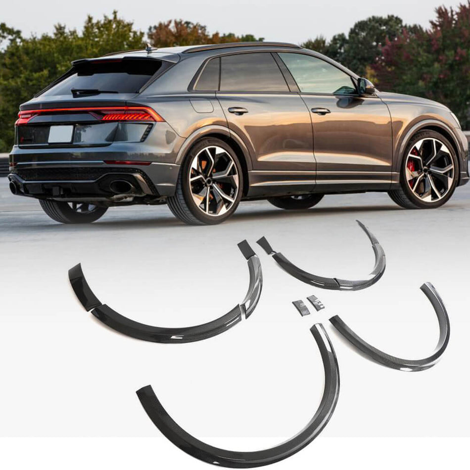 For Audi RSQ8 RS Q8 Base Sport Utility 4-Door Carbon Fiber Carbon Fiber Wheel Eyebrow Arch Fender Flares Protector Lips Trims
