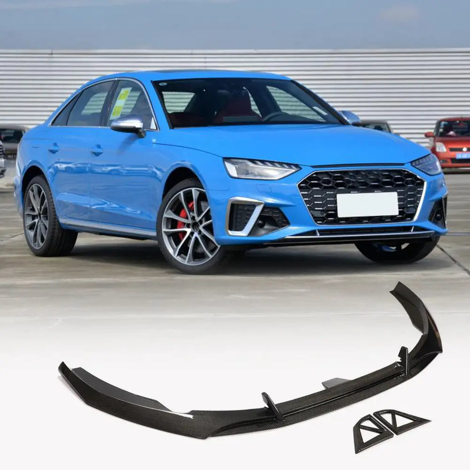 For Audi S4 A4 Sline B9 Sedan Facelift Carbon Fiber Front Bumper Lip Splitter Spoiler