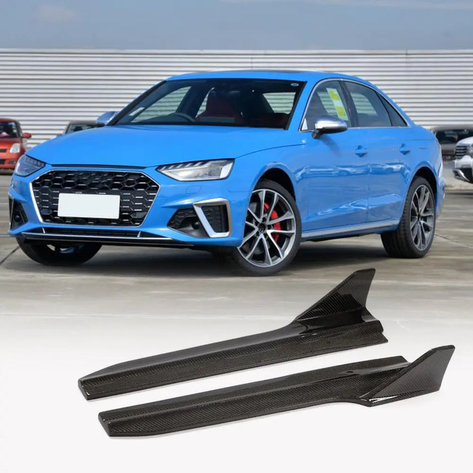 For Audi S4 A4 Sline B9 Sedan Facelift Carbon Fiber Side Skirts Door Rocker Panels Extension Lip