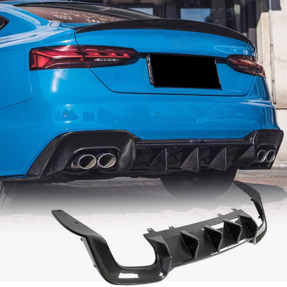 For Audi S5 4-Door 20-21 Carbon Fiber Rear Bumper Diffuser Valance Lip