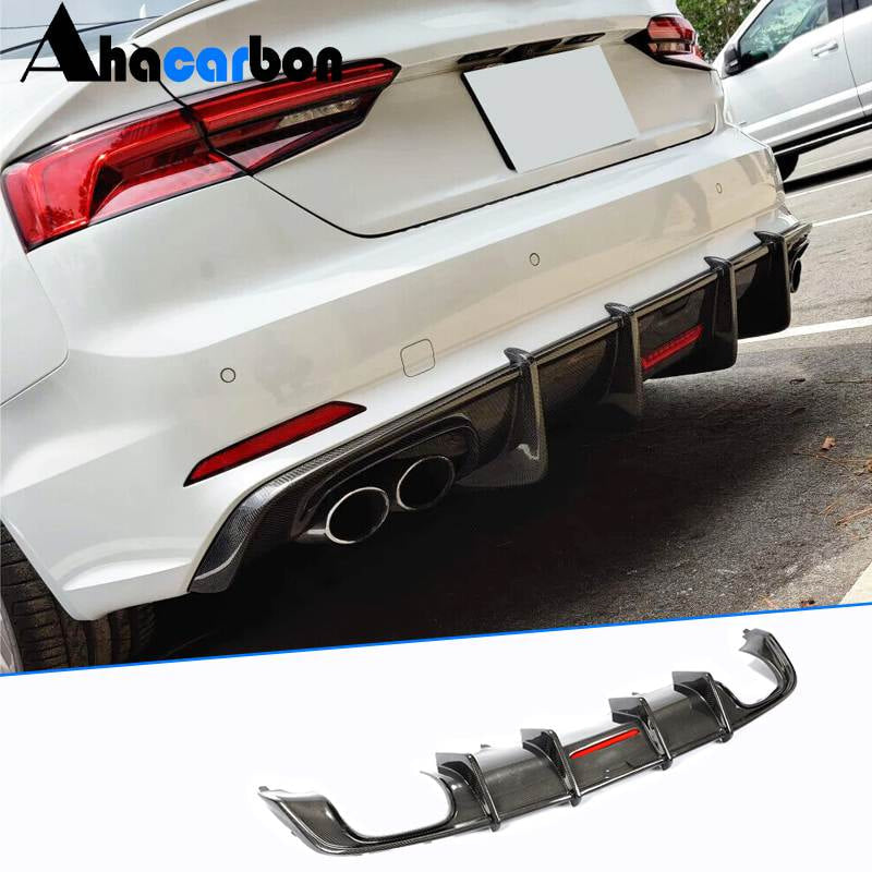 Audi S5 A5 B9 Sline Carbon Fiber Rear Diffuser | with LED Brake Light ...