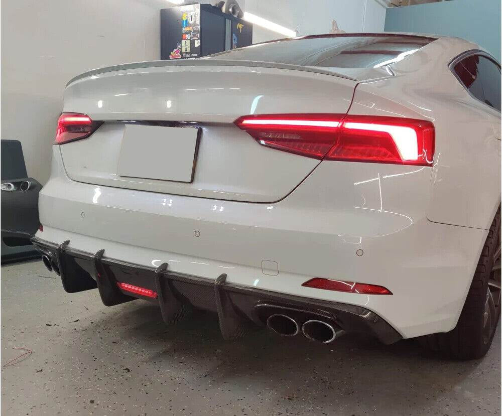 Audi S5 A5 B9 Sline Carbon Fiber Rear Diffuser | with LED Brake Light ...