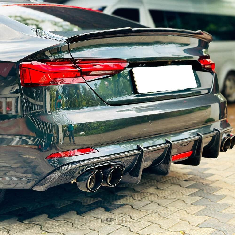 Audi S5 A5 B9 Sline Carbon Fiber Rear Diffuser With Led Brake Light