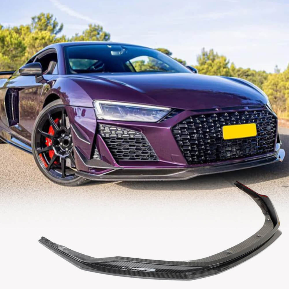 Audi R8 V10 Coupe Spyder Convertible 2Door 2023+ Front Bumper Lip Dry Carbon Fiber-Ahacarbon