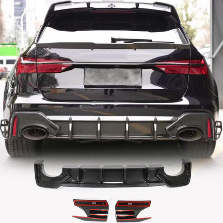 Audi RS6 C8 Avant 2019-2023 Rear Bumper Diffuser Dry Carbon Fiber-Ahacarbon
