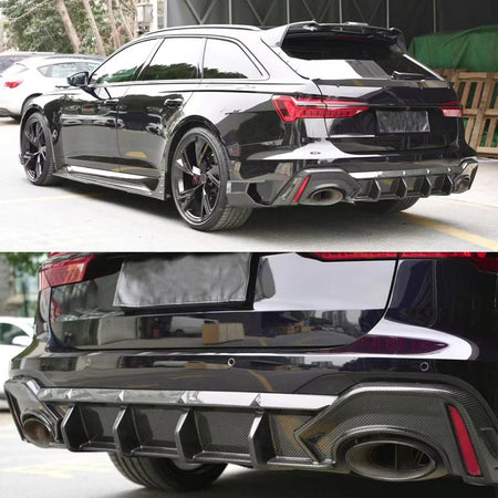 Audi RS6 C8 Avant 2019-2023 Rear Bumper Diffuser Dry Carbon Fiber-Ahacarbon