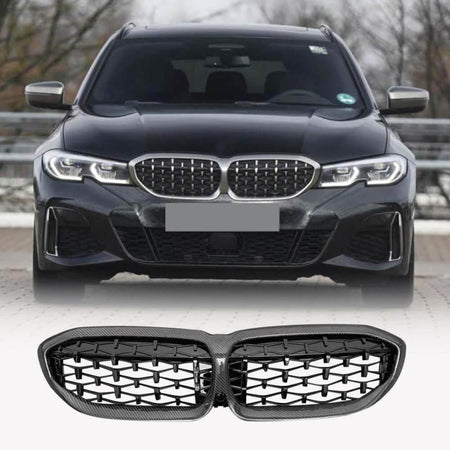 BMW 3 Series G20 G28 320i 330i 2019-2021 Carbon Fiber Front Hood Kidney Grill-Ahacarbon