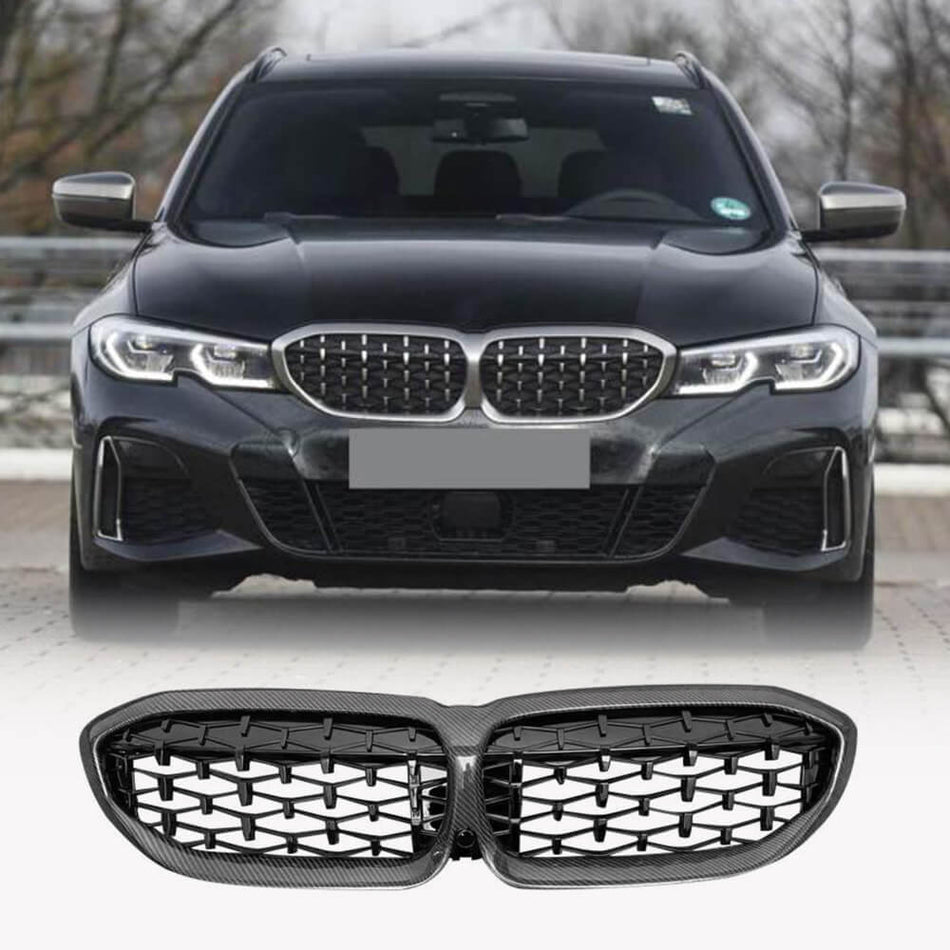 BMW 3 Series G20 G28 320i 330i 2019-2021 Carbon Fiber Front Hood Kidney Grill-Ahacarbon