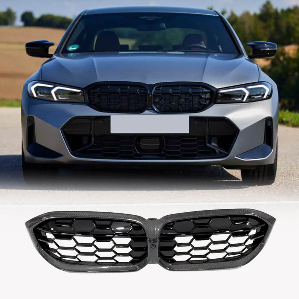 BMW 3 Series G20 G28 320i 330i Sedan 4-Door 2023-2025 Carbon Fiber+ABS Front Hood Kidney Grill-Ahacarbon