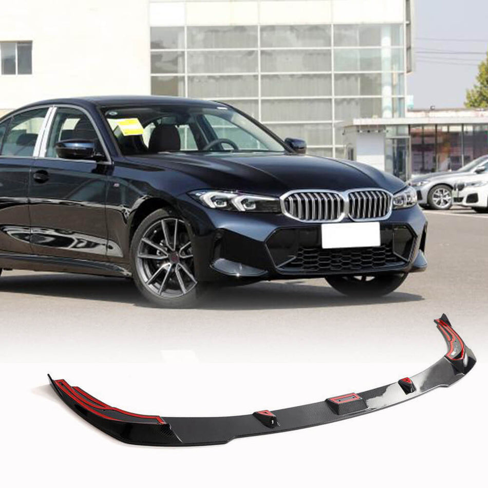 For BMW 3 Series G20 G28 LCI M-Sport 320i 330i Sedan 4-Door Carbon Fiber Front Bumper Lip Spoiler Wide Body Kit