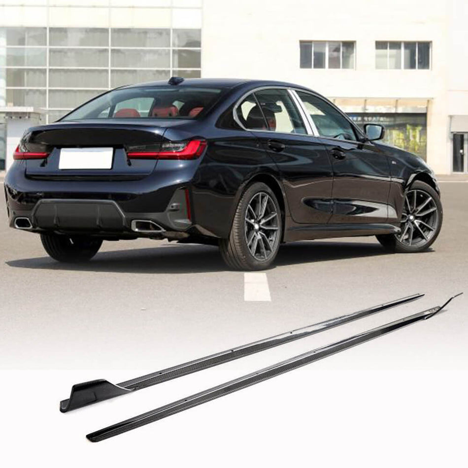 For BMW 3 Series G20 G28 LCI M Sport Base Sedan 4-Door Carbon Fiber Side Skirts Door Rocker Panels Extension Lip |320i 330i 330i xDrive