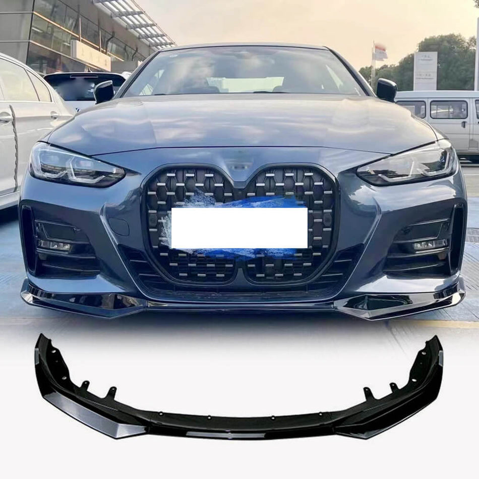 BMW 4 Series G22 G23 430i M440i 2021-2024 Front Bumper Lip Glossy Black ABS 3PCS