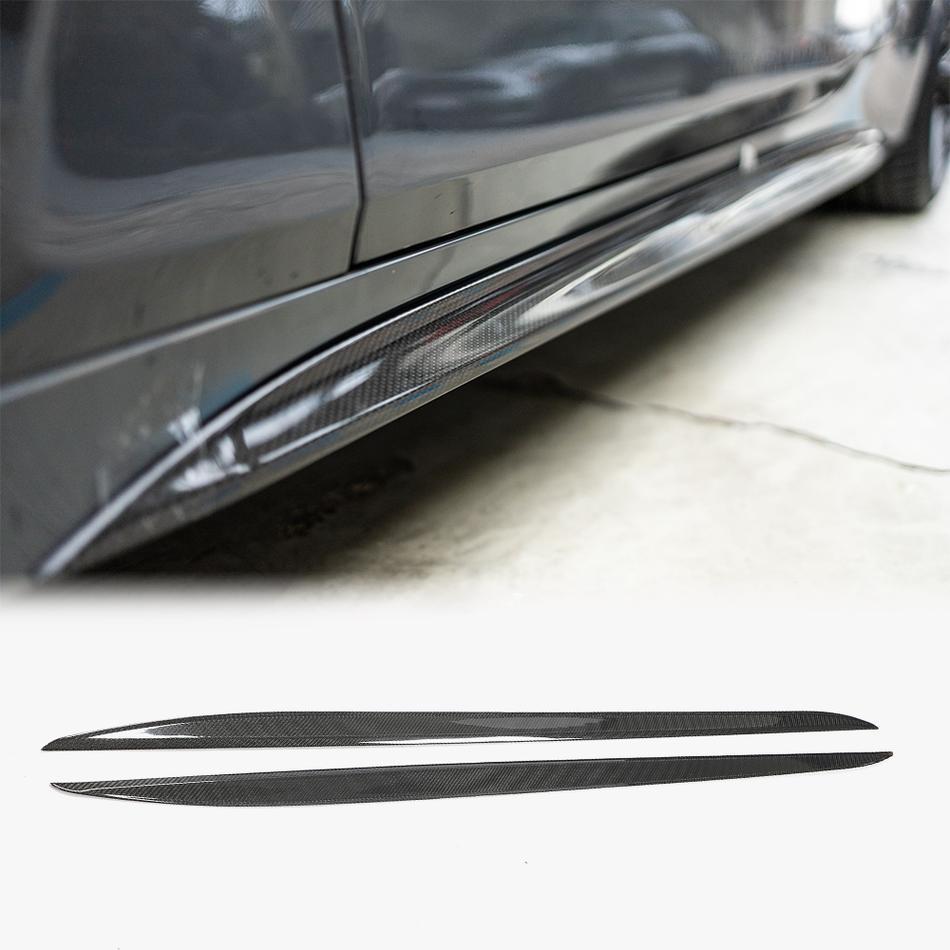 For BMW 4 Series G22 G23 M Sport Carbon Fiber Side Skirts Door Rocker Panels Extension Lip | 420i 430i M-tech M440i