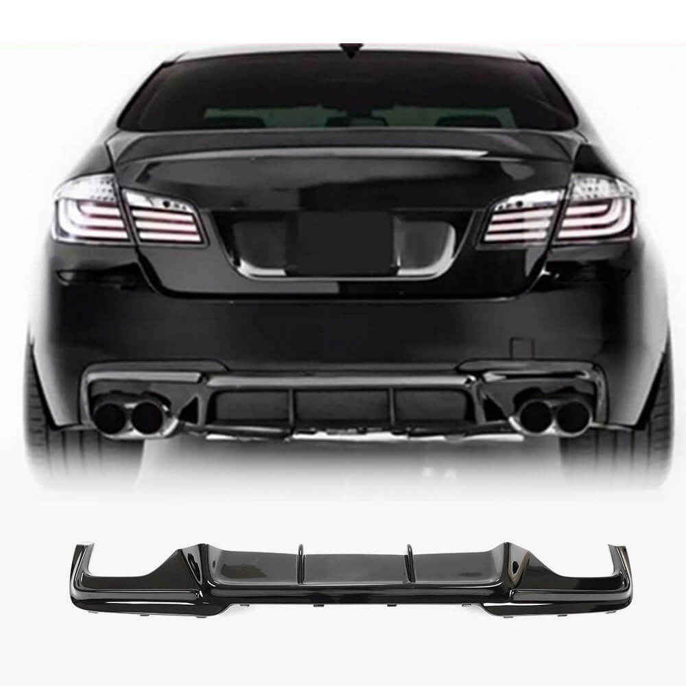 BMW 5 Series F10 2011-2016 528i 530i 535i 550i M-Sport FRP Gloss Black Rear Bumper Diffuser-Ahacarbon