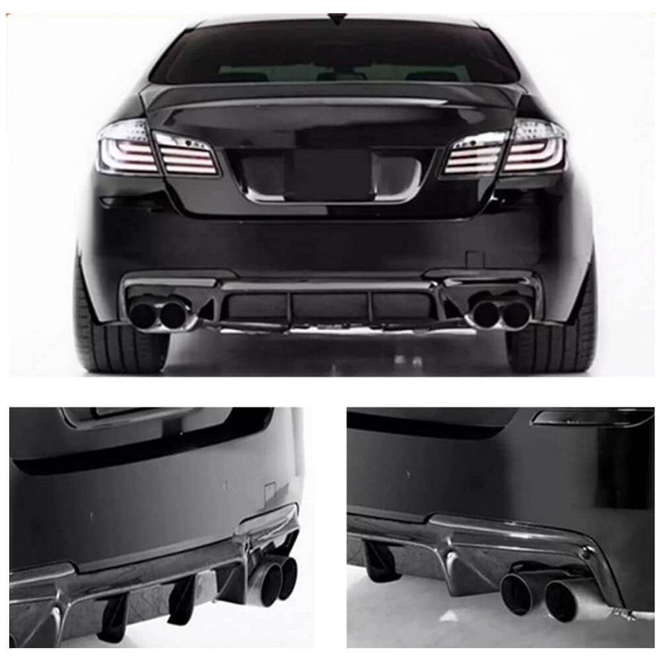 BMW 5 Series F10 2011-2016 528i 530i 535i 550i M-Sport FRP Gloss Black Rear Bumper Diffuser-Ahacarbon