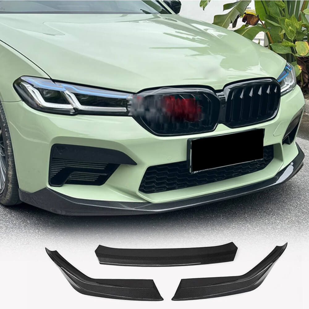 BMW 5 Series F90 M5 LCI 2021-2023 Carbon Fiber Front Bumper Lip Spoiler-Ahacarbon