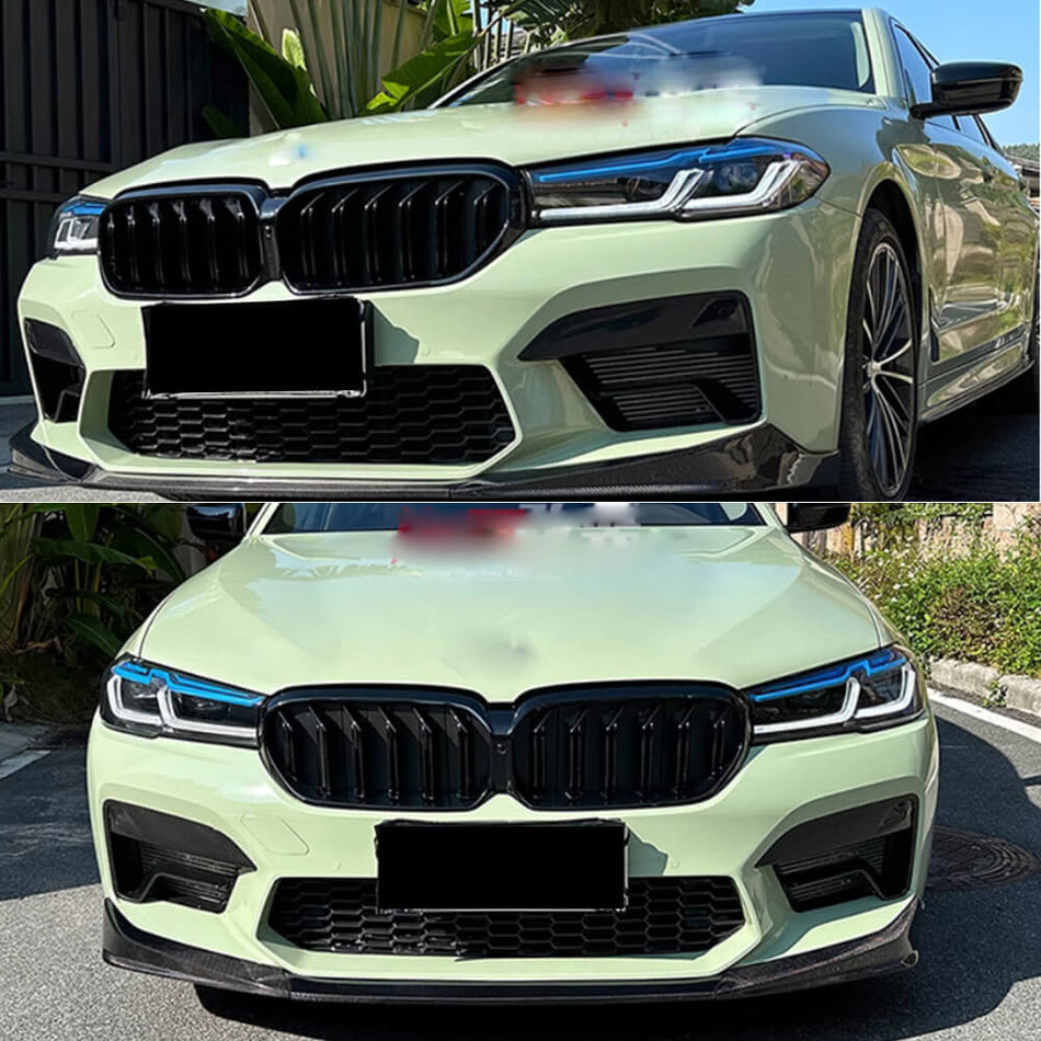 BMW 5 Series F90 M5 LCI 2021-2023 Carbon Fiber Front Bumper Lip Spoiler-Ahacarbon