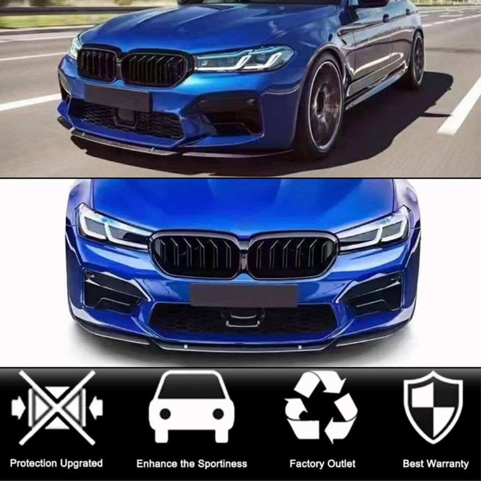 For BMW 5 Series F90 M5 Sedan Dry Carbon Fiber Front Bumper Lip Chin Spoiler Splitter 3pcs