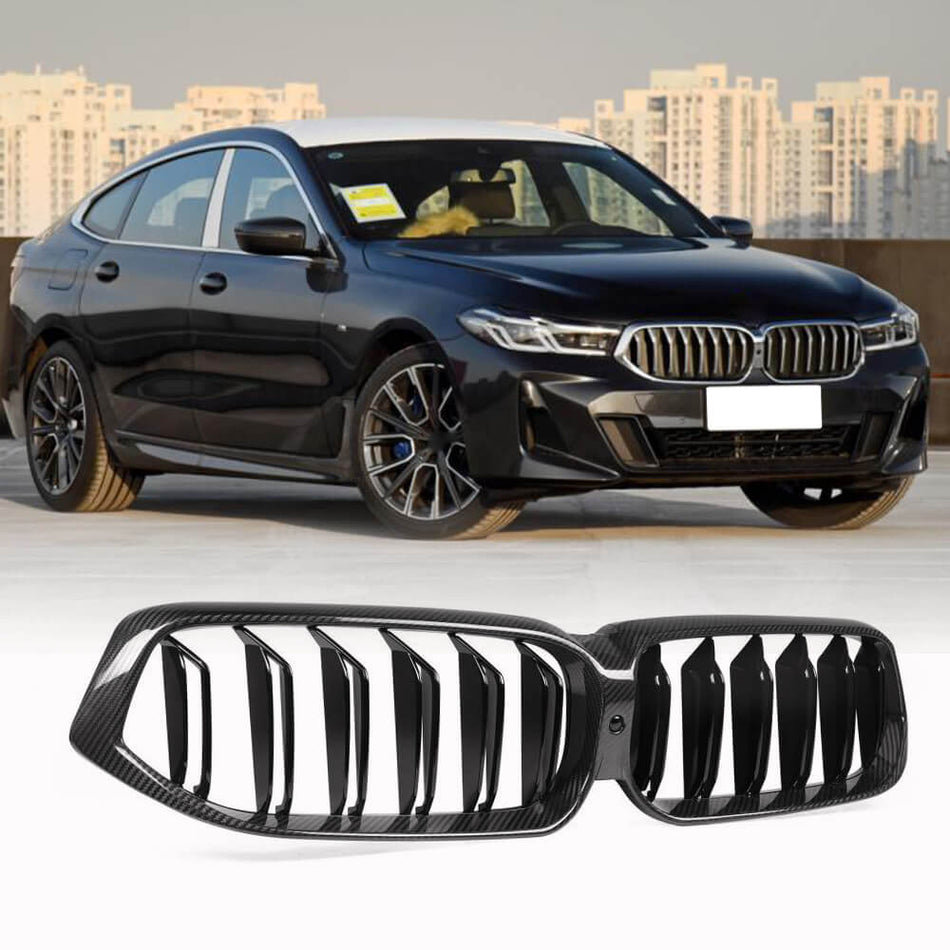 For BMW 6 Series GT G32 LCI Dry Carbon Fiber Front Grille Bumper Grill Outline Trim