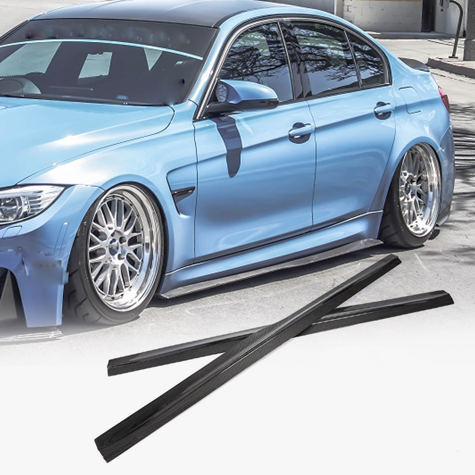 For BMW F80 M3 Carbon Fiber Side Skirts Door Rocker Splitter Panels Extension Lip