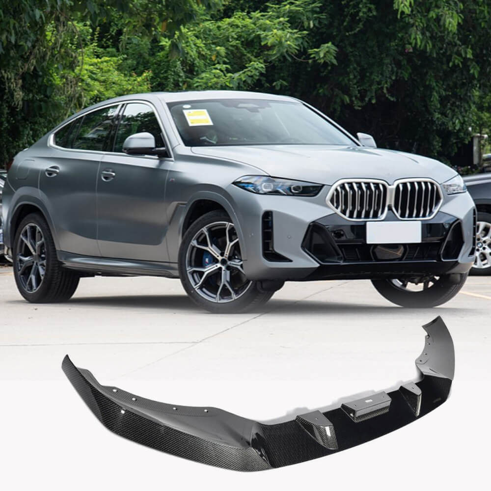 Carbon Fiber Front Bumper Lip for BMW G06 X6 LCI M-Sport 2023-2024 - www.ahacarbon.com