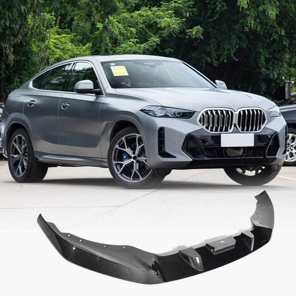 Carbon Fiber Front Bumper Lip for BMW G06 X6 LCI M-Sport 2023-2024 - www.ahacarbon.com