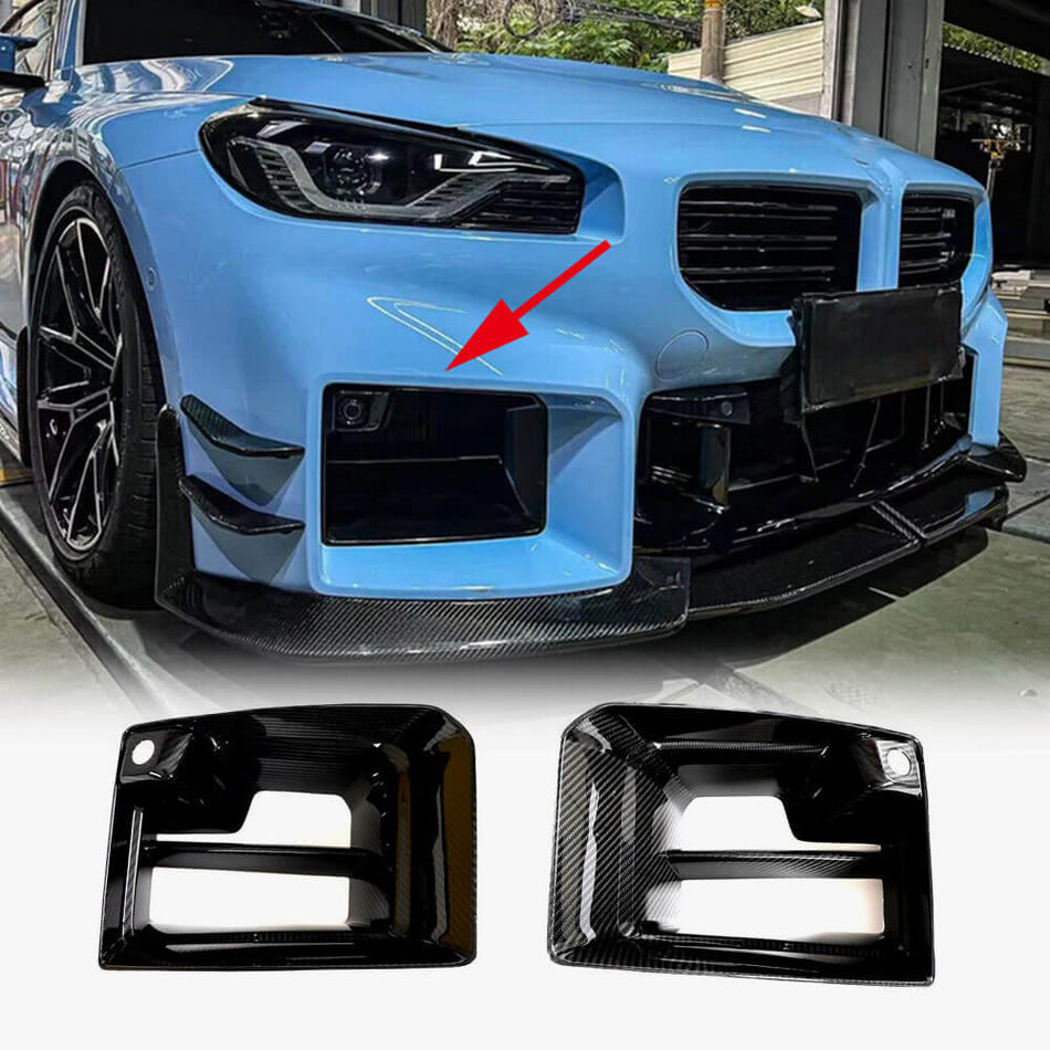 For BMW G87 M2 Coupe 2-Door 2022-2023 Carbon Fiber Front Bumper Splitter Cupwing Winglets Vent Flaps
