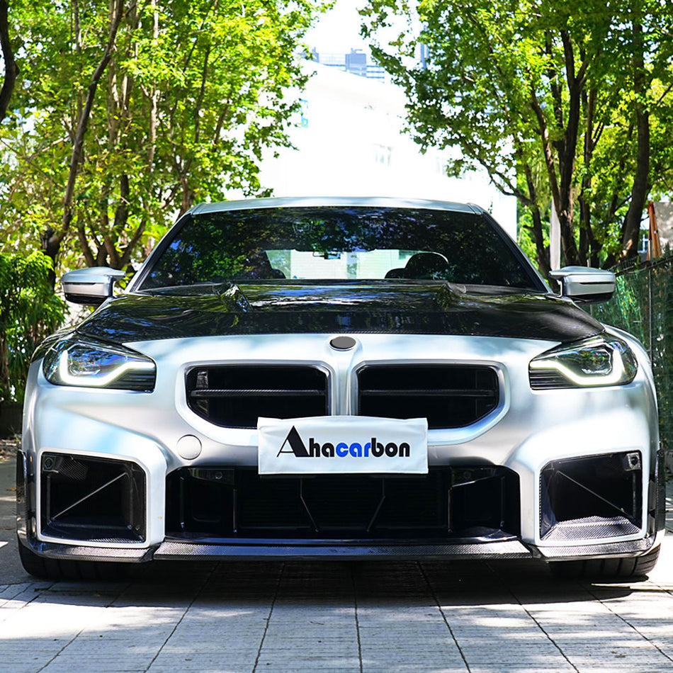 BMW G87 M2 M Performance 3PC Front Bumper Lip Carbon Fiber Gloss Black 2022-2025-Ahacarbon