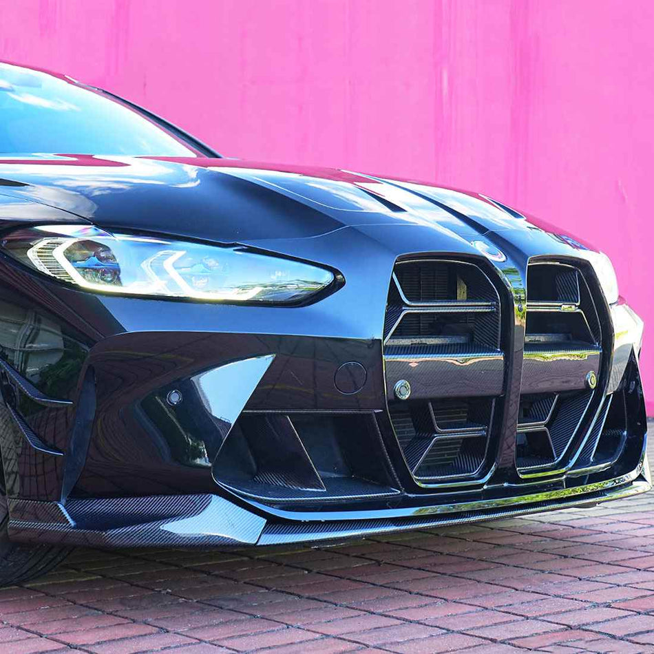 BMW M3 G80/M4 G82 G83 2021+ Front Bumper Lip Dry Carbon Fiber - www.ahacarbon.com