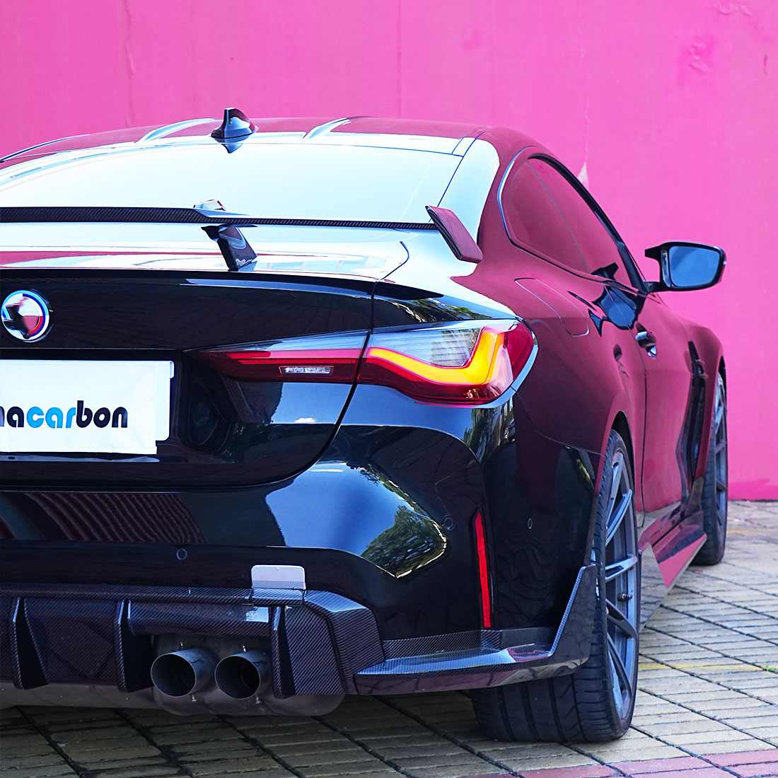 BMW M4 G82 G83 2021+ Rear Bumper Splittesr Dry Carbon Fiber - www.ahacarbon.com