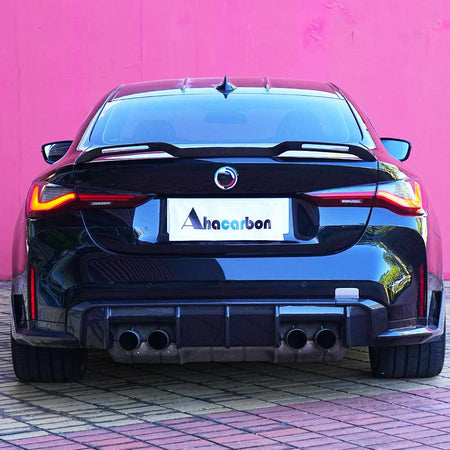 BMW M4 G82 G83 2021+ Rear Bumper Splittesr Dry Carbon Fiber - www.ahacarbon.com