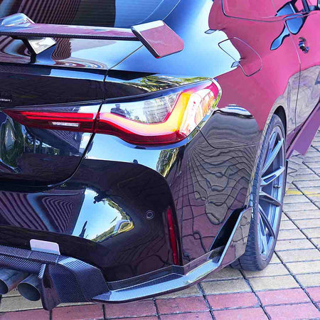 BMW M4 G82 G83 2021+ Rear Bumper Splittesr Dry Carbon Fiber - www.ahacarbon.com