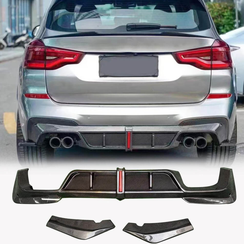 BMW X3M F97 2019-2023 Carbon Fiber Rear Bumper Diffuser Lip Splitters-Ahacarbon