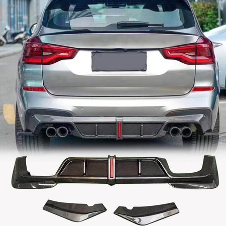 BMW X3M F97 2019-2023 Carbon Fiber Rear Bumper Diffuser Lip Splitters-Ahacarbon