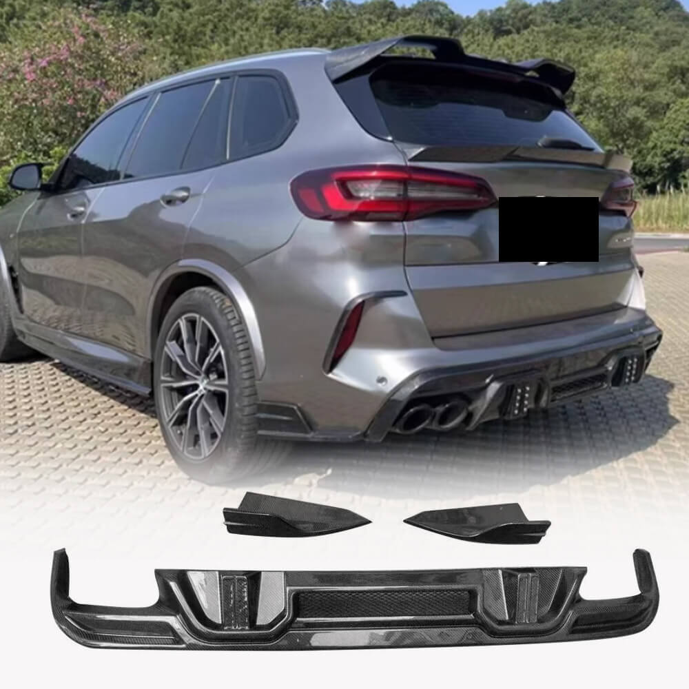 BMW X5M F95 Sport Utility 4-Door 2020-2024 Carbon Fiber Rear Bumper Diffuser Lip Splitters-Ahacarbon