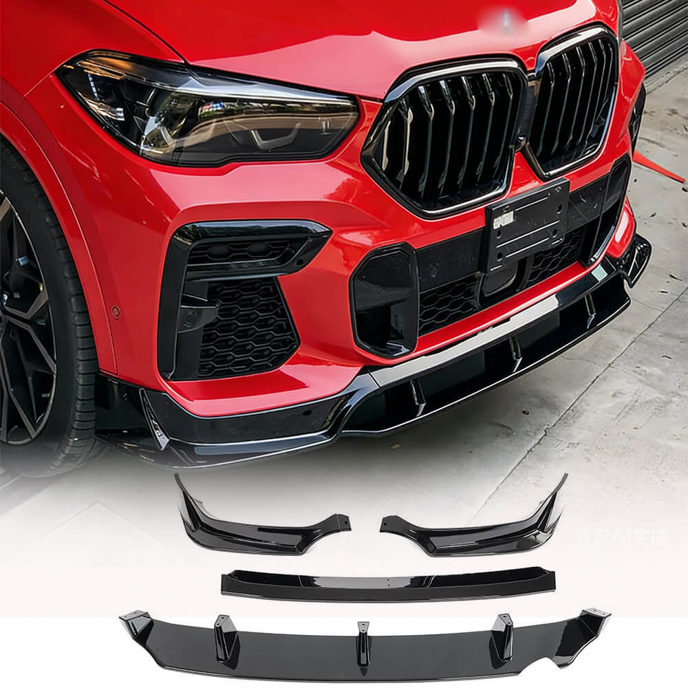 BMW X6 G06 M Sport Utility (2020-2024) Glossy Black ABS Front Bumper Lip_ahacarbon