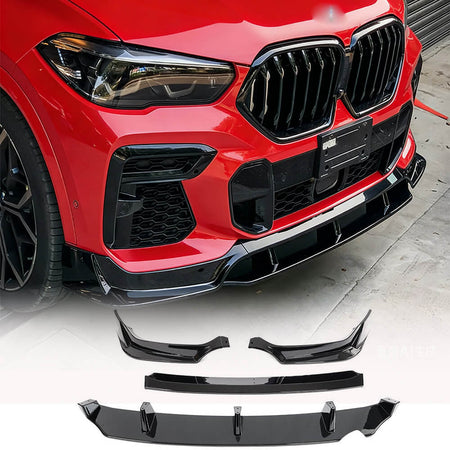 BMW X6 G06 M Sport Utility (2020-2024) Glossy Black ABS Front Bumper Lip_ahacarbon